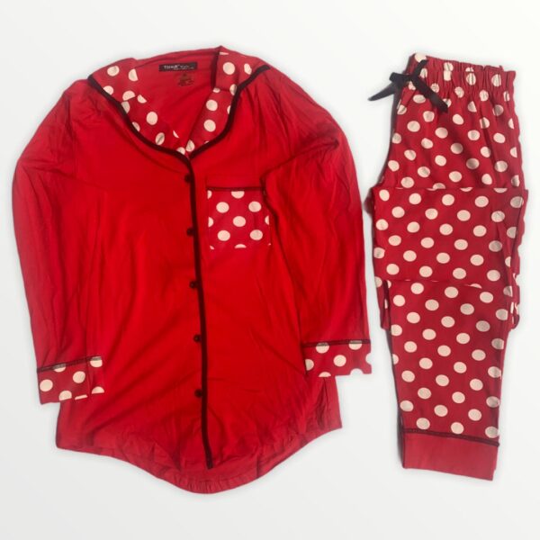 red polka dot pyjamas set