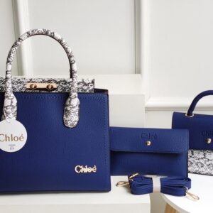 blue three piece chloe handbag set