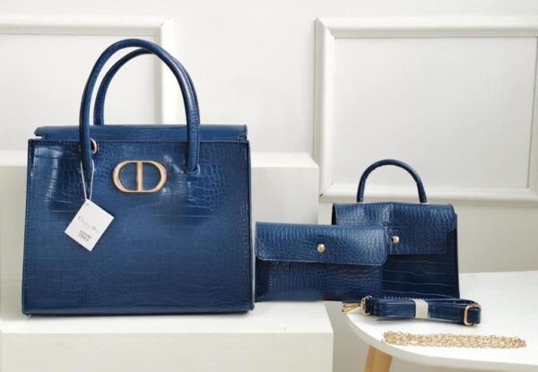 fashionable trendy handbag set blue
